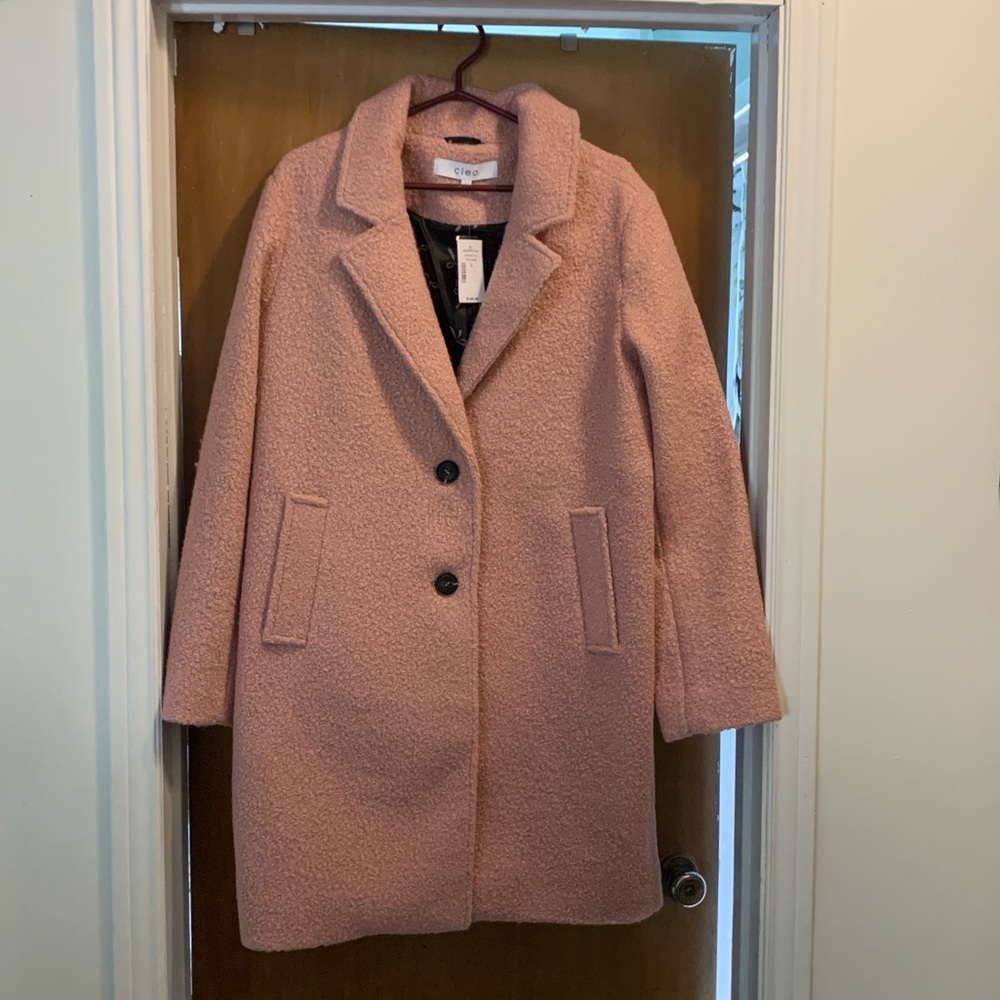 Cleo Knee-Length Pink Boucle Coat